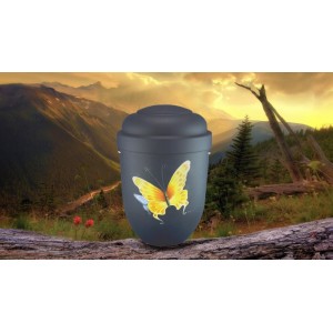 Biodegradable Cremation Ashes Funeral Urn / Casket - YELLOW BUTTERFLY